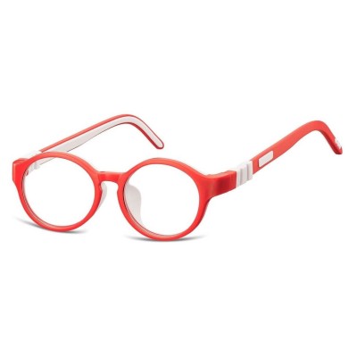 Elastyczne dziecięce oprawki okularowe zerówki okrągłe + gumka Sunoptic K7D czerwone