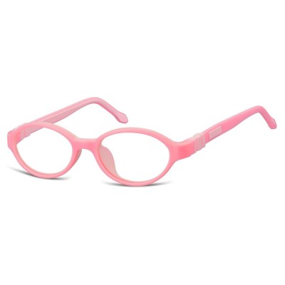 Elastyczne dziecięce oprawki okularowe zerówki owalne + gumka Sunoptic K4B różowe