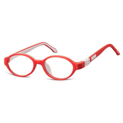 Elastyczne dziecięce oprawki okularowe zerówki owalne + gumka Sunoptic K4D czerwone
