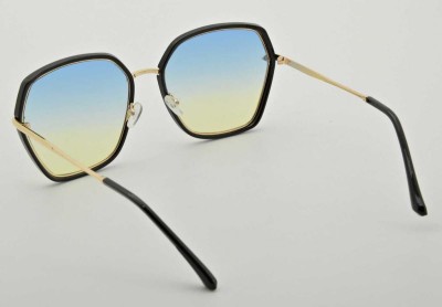 Okulary przeciwsłoneczne sześciokątne Damskie Glam czarne  STD-86