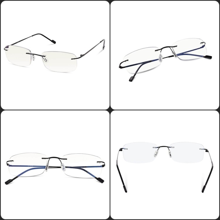 Plusy +1.00 bezramkowe okulary do czytania i komputera z filtrami Antyreflex + Blue Light STL275 czarne