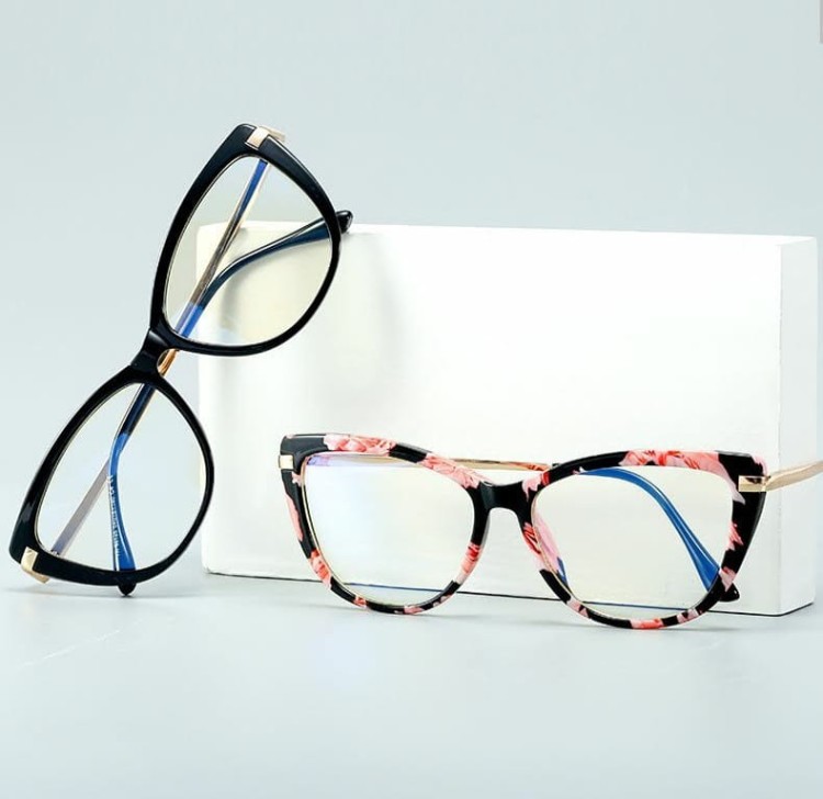 Kocie Okulary damskie  z filtrem BLUE Light do komputera zerówki 2546