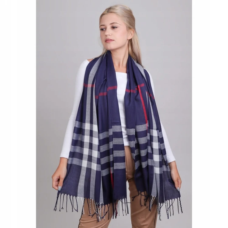 Ciepły szalik damski angielska krata Cashmere SZA-12