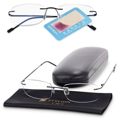 Plusy +2.50 bezramkowe okulary do czytania i komputera z filtrami Antyreflex + Blue Light STL275 czarne