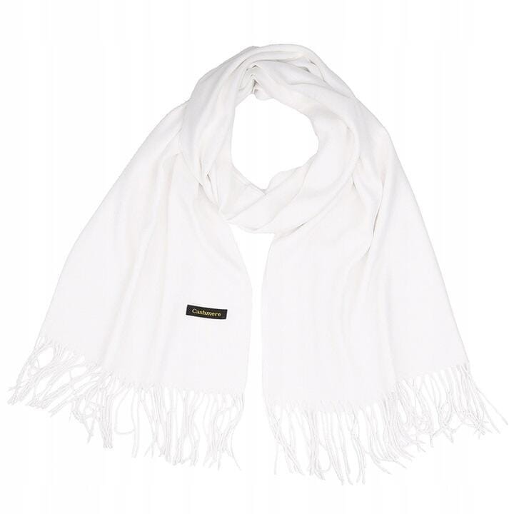 Biały Szalik damski duży Cashmere frędzle SZA-08