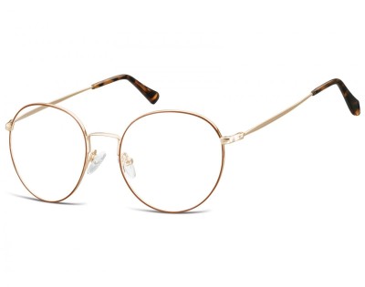 Lenonki okrągłe Okulary oprawki optyczne 915A złoto-brązowe