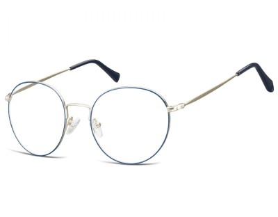 Lenonki okrągłe Okulary oprawki optyczne 915F srebrno-niebieskie