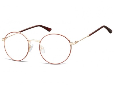Lenonki okrągłe Okulary oprawki optyczne 919 złoto-bordowe