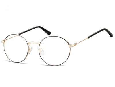 Lenonki okrągłe Okulary oprawki optyczne 919A złoto-czarne