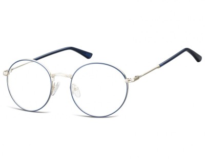Lenonki okrągłe Okulary oprawki optyczne 919D srebrno-niebieskie