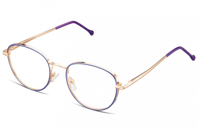 Owalne Okulary oprawki optyczne 918A złoto-fioletowe