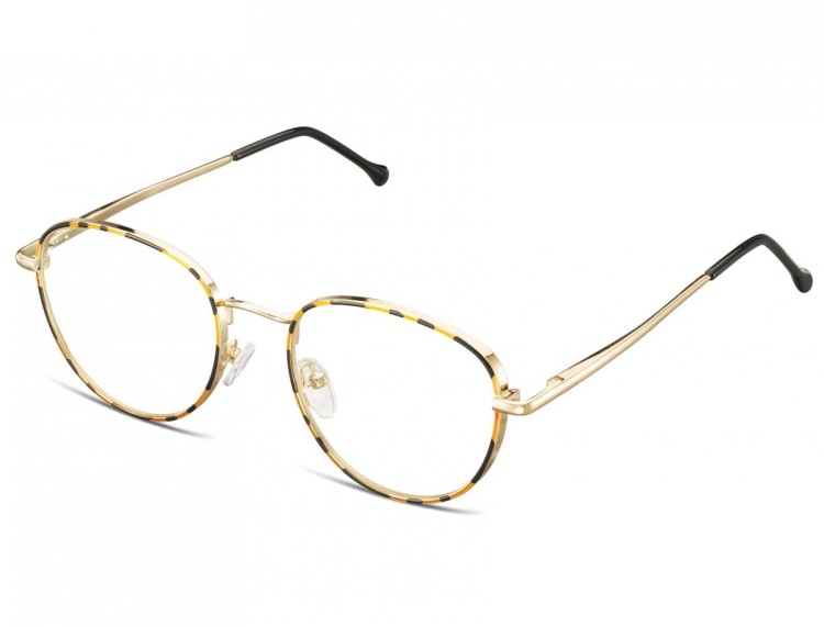 Owalne Okulary oprawki optyczne 918D złote+panterka