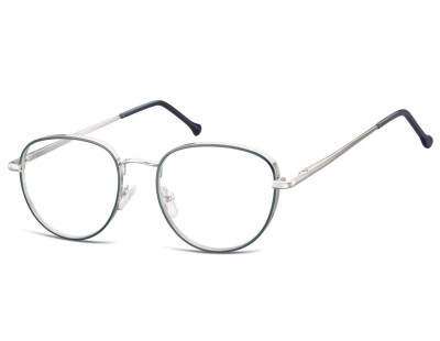 Owalne Okulary oprawki optyczne 918F granatowo-srebrne