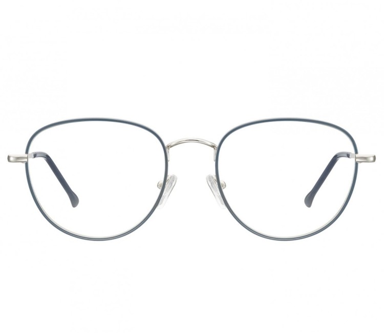 Owalne Okulary oprawki optyczne 918F granatowo-srebrne