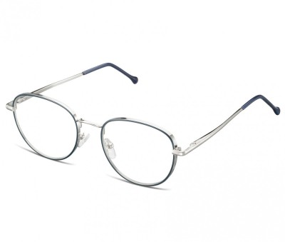 Owalne Okulary oprawki optyczne 918F granatowo-srebrne