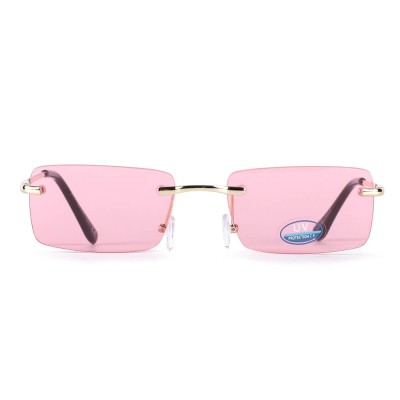 Okulary przeciwsłoneczne bezramkowe prostokątne Pink/Gold w kat.1 SVM-17A