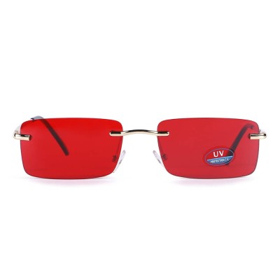 Okulary przeciwsłoneczne bezramkowe prostokątne Red/Gold w kat.1 SVM-18A