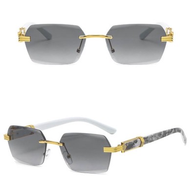 Damskie okulary przeciwsłoneczne Glamour bezramkowe prostokątne SKK-03