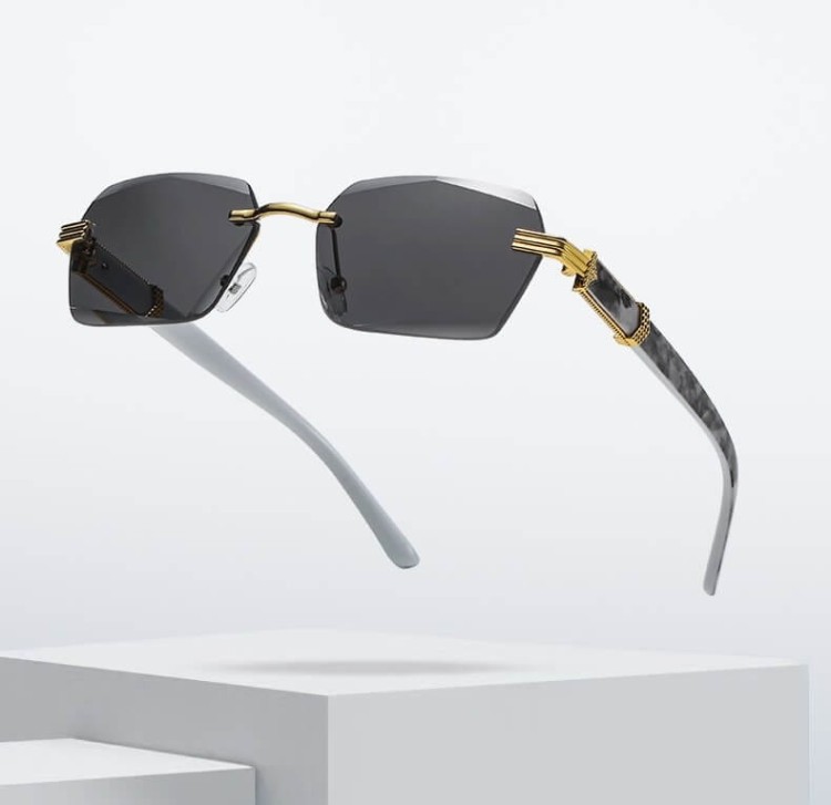 Damskie okulary przeciwsłoneczne Glamour bezramkowe prostokątne SKK-03