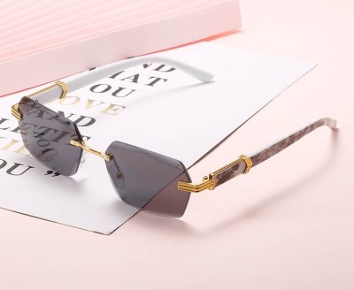 Damskie okulary przeciwsłoneczne Glamour bezramkowe prostokątne SKK-03