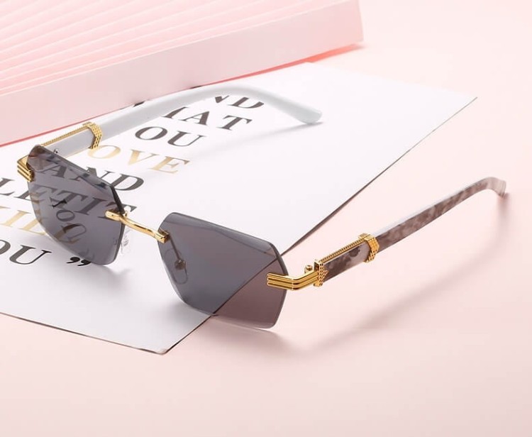 Damskie okulary przeciwsłoneczne Glamour bezramkowe prostokątne SKK-03