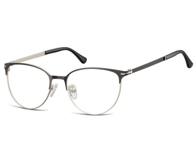 Okulary oprawki korekcyjne kocie oczy zerówki Sunoptic 914 srebrno-czarne