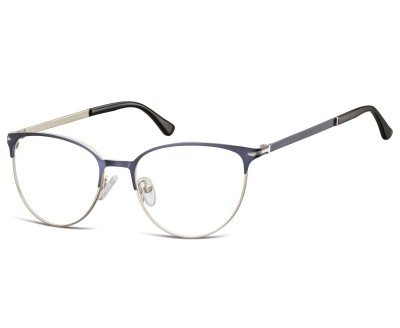 Okulary oprawki korekcyjne kocie oczy zerówki Sunoptic 914A srebrno-granatowe