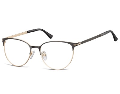 Okulary oprawki korekcyjne kocie oczy zerówki Sunoptic 914B złoto-czarne