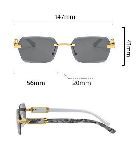 Damskie okulary przeciwsłoneczne Glamour bezramkowe prostokątne SKK-03