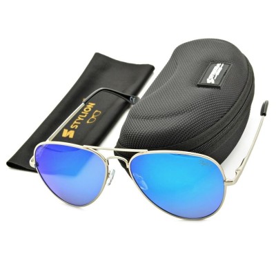 Okulary Pilotki Przeciwsłoneczne Polaryzacyjne z niebieską lustrzanką Stylion STL-03C15