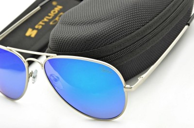 Okulary Pilotki Przeciwsłoneczne Polaryzacyjne z niebieską lustrzanką Stylion STL-03C15