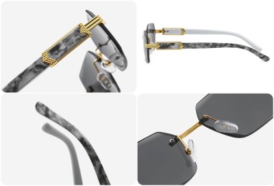 Damskie okulary przeciwsłoneczne Glamour bezramkowe prostokątne SKK-03A