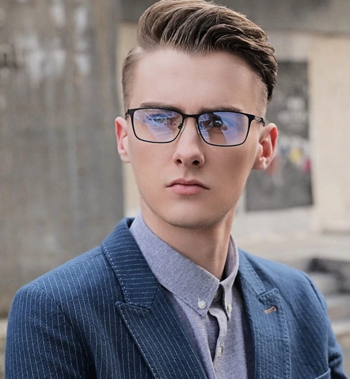 Męskie brązowe okulary do komputera BLUE LIGHT zerówki 2554B