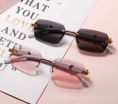 Damskie okulary przeciwsłoneczne Glamour bezramkowe prostokątne SKK-03A