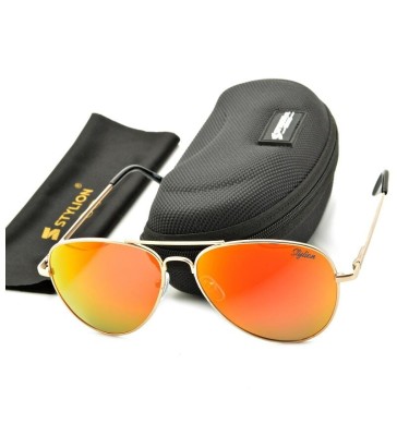 Okulary Pilotki Przeciwsłoneczne Polaryzacyjne z pomarańczową lustrzanką Stylion STL-03C3