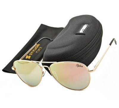 Okulary Pilotki Przeciwsłoneczne Polaryzacyjne z różową lustrzanką STL-03C13