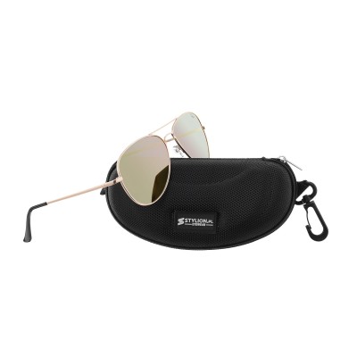 Okulary Pilotki Przeciwsłoneczne Polaryzacyjne z różową lustrzanką STL-03C13