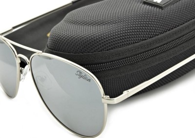 Srebrne Okulary Pilotki Przeciwsłoneczne Polaryzacyjne Lustrzanki Stylion STL-03C7