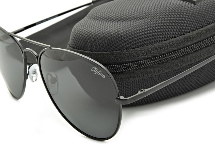 Czarne Okulary Pilotki Przeciwsłoneczne Polaryzacyjne Stylion STL-03C1