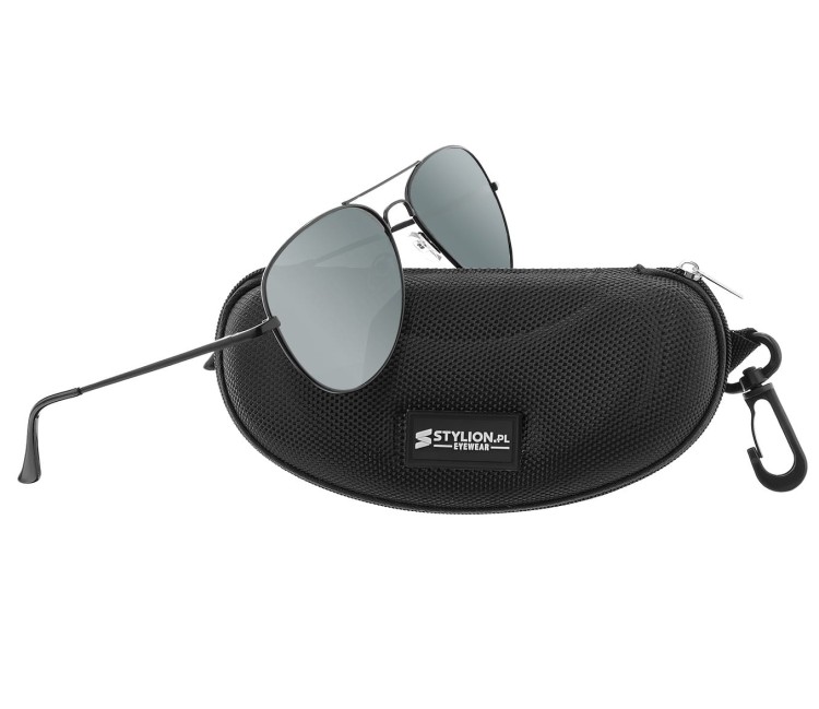 Czarne Okulary Pilotki Przeciwsłoneczne Polaryzacyjne Stylion STL-03C1