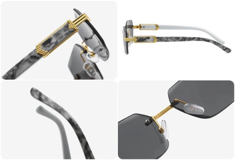 Damskie okulary przeciwsłoneczne Glamour bezramkowe prostokątne SKK-03E