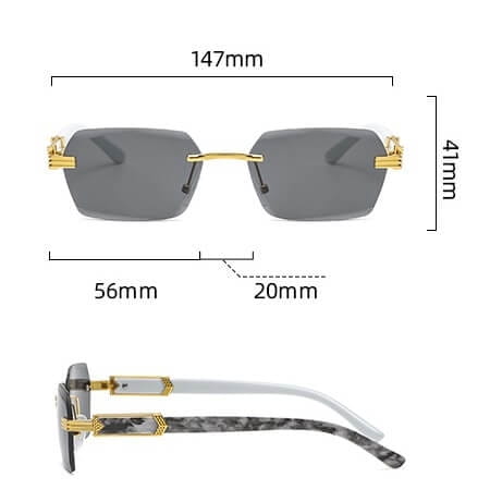 Damskie okulary przeciwsłoneczne Glamour bezramkowe prostokątne SKK-03E