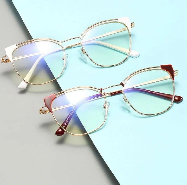 Okulary kocie do komputera damskie z filtrem BLUE Light zerówki 2565-4