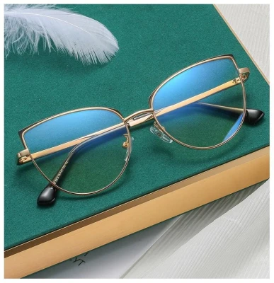 Okulary kocie do komputera damskie z filtrem BLUE Light zerówki 2586 złoty/czarny