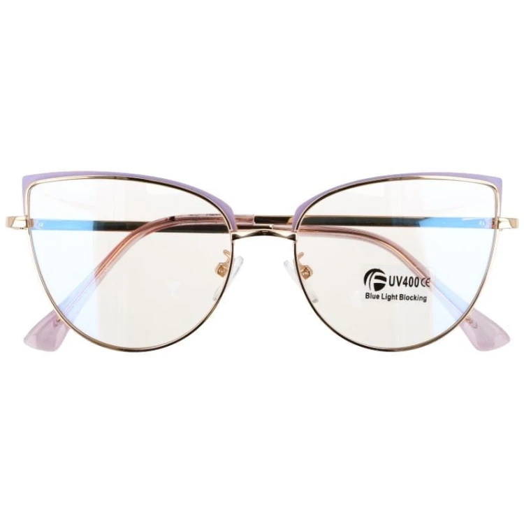 Okulary kocie do komputera damskie z filtrem BLUE Light zerówki 2586-4 złoty/fiolet