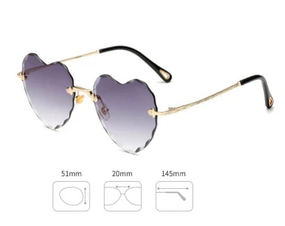 Damskie okulary przeciwsłoneczne Serca Glamour bezramkowe SKK-02