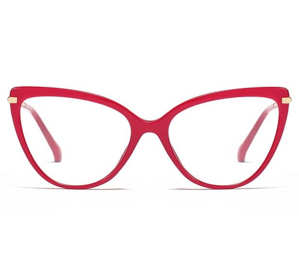 Czerwone okulary kocie do komputera damskie z filtrem BLUE Light zerówki 2563-2