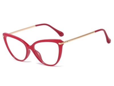 Czerwone okulary kocie do komputera damskie z filtrem BLUE Light zerówki 2563-2