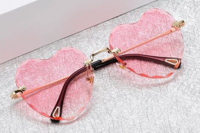 Damskie okulary przeciwsłoneczne Serca Glamour bezramkowe SKK-02E