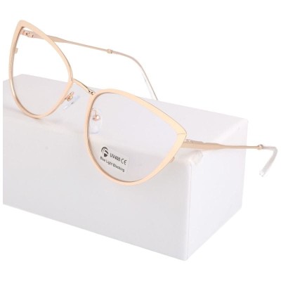 Złote okulary kocie do komputera damskie z filtrem BLUE Light zerówki 2583-6